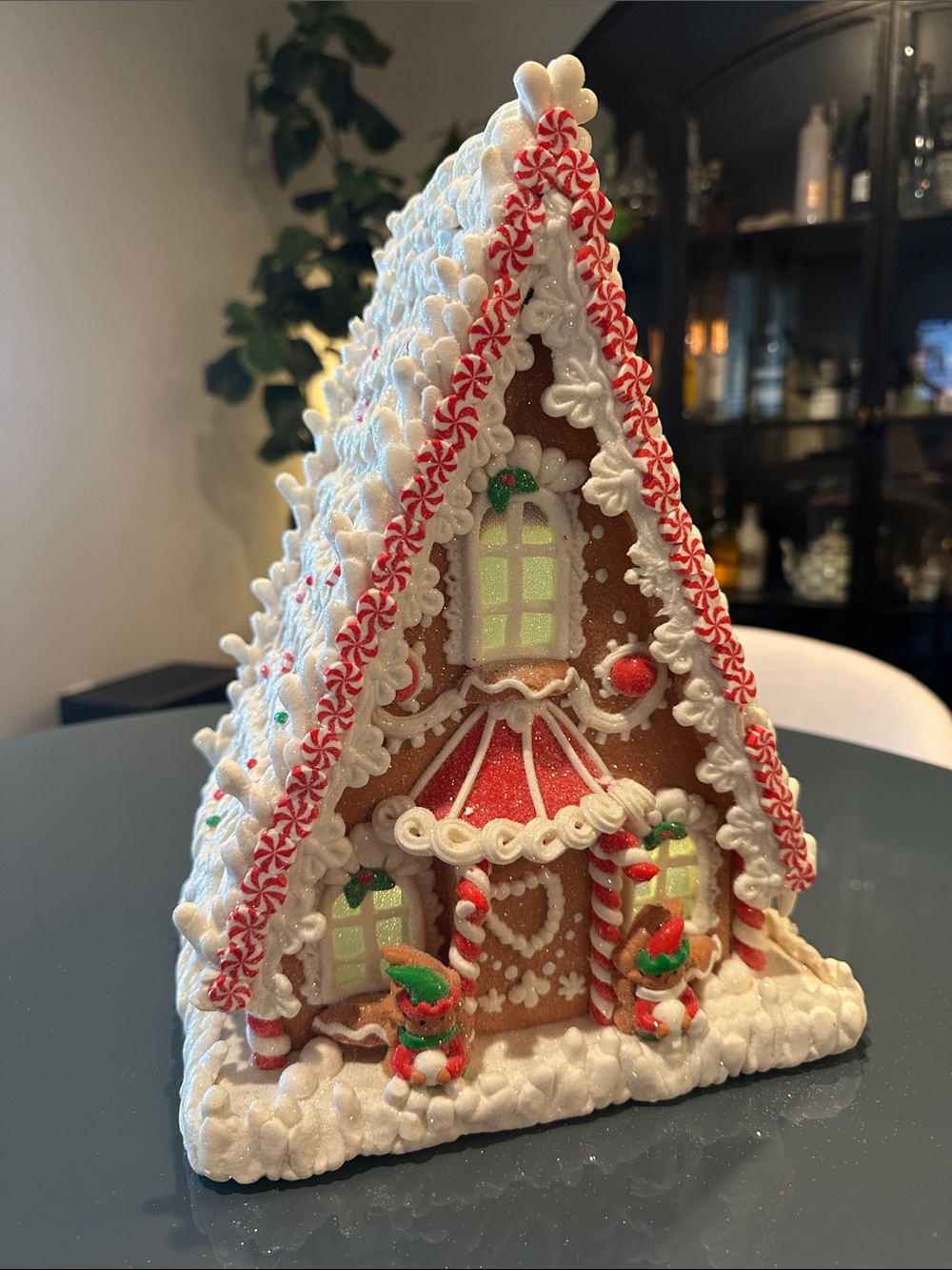 Gingerbread House Christmas Valerie Parr Hill EUC Elves Cottage Village RARE